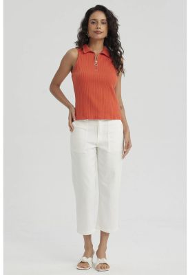 Imagen 2 del producto Polera Mujer Rib Medio Cierre Naranjo Oscuro