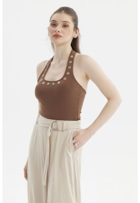 Imagen 2 del producto Polera Mujer Cuello Halter Café Oscuro