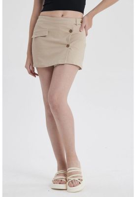 Short Mujer Botones Beige