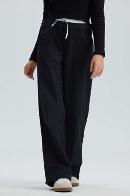 Pantalón Niña Parachute Con Pretina Falsa Negro