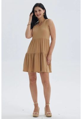 Imagen 2 del producto Vestido Mujer Liso Rib Con Corte Camel