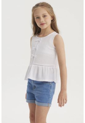 Imagen 2 del producto Polera Niña Con Cintas Blanco