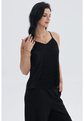 Imagen 2 del producto Polera Mujer Pabilo Plisada Lisa Negro