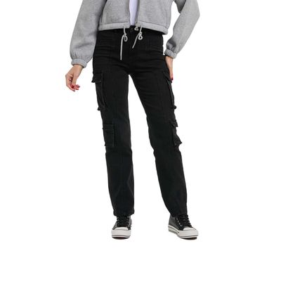 Jeans Mujer Denim Calce Recto Negro