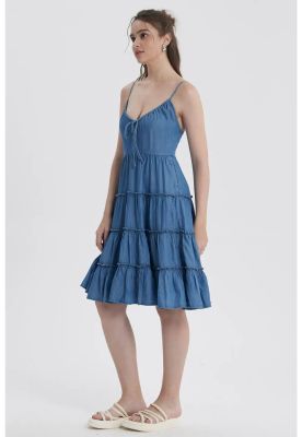 Imagen 2 del producto Vestido Mujer Pabilo Volantes Azul Claro