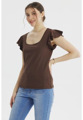 Imagen 2 del producto Polera Mujer Con Vuelo Escote Cuadrado Chocolate