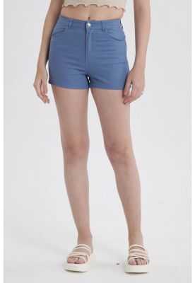 Short Mujer Gabardina Color Celeste Oscuro