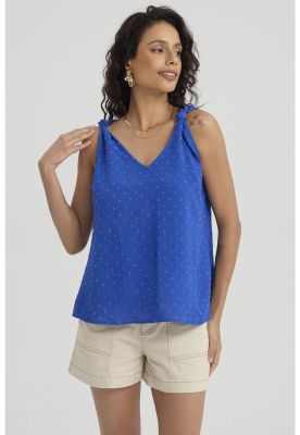 Blusa Mujer Nudo En Hombros Azulino