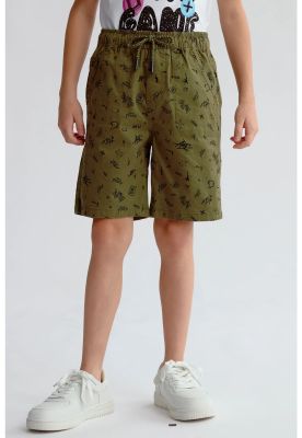 Bermuda Niño Gabardina Básica Verde Militar