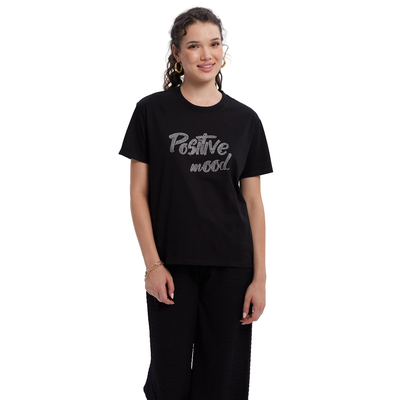 Imagen 2 del producto Polera Mujer Print Con Aplicación Negro