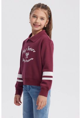 Imagen 2 del producto Polerón Niña Slim Cuello Camisero Burdeo