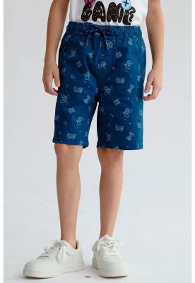 Bermuda Niño Gabardina Básica Petróleo