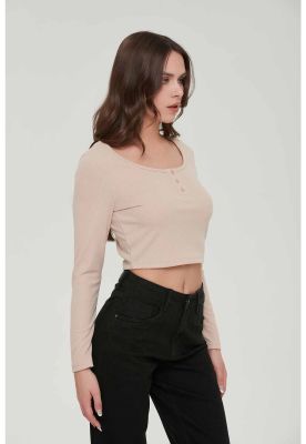 Imagen 2 del producto Polera Mujer Top Botones Beige
