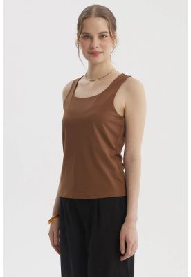 Imagen 2 del producto Polera Mujer Lisa Doble Capa Café