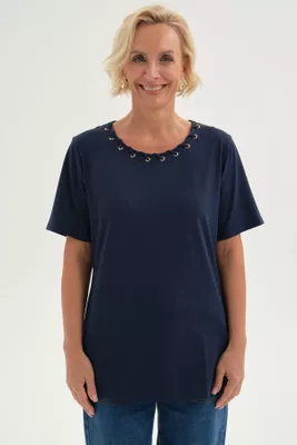 Imagen 1 del producto Polera Mujer Detalle Cuello Azul