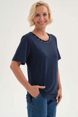 Imagen 2 del producto Polera Mujer Detalle Cuello Azul