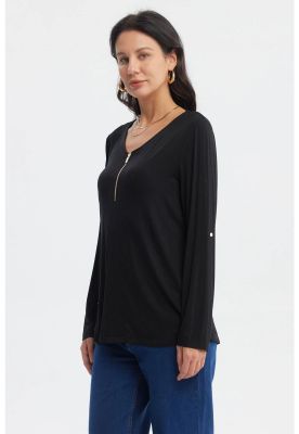 Imagen 2 del producto Polera Mujer Media Pata Con Cierre Negro