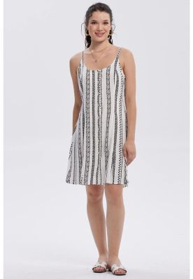 Vestido Mujer Lino Corto Crudo