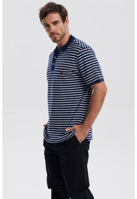 Imagen 2 del producto Polera Hombre Mini Rayas Azul Marino