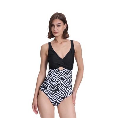 Traje De Baño Mujer Modelo Entero Escote Negro / Blanco FSP
