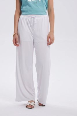 Imagen 1 del producto Pantalón Mujer Rib Palazzo Liso Pretina Blanco