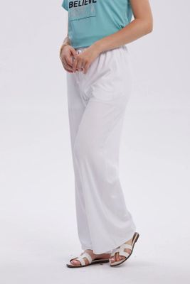 Imagen 2 del producto Pantalón Mujer Rib Palazzo Liso Pretina Blanco