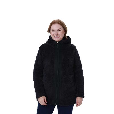 Polar Mujer Peludo Full Zipper Negro