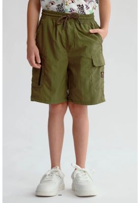 Bermuda Niño Cargo Nylon Verde Militar