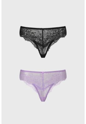 Imagen 1 del producto Calzón Mujer Bipack Bikini Encaje Lila - ll