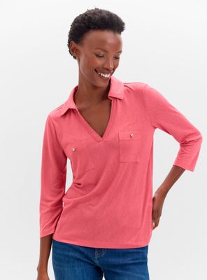 Polera Cuello Polo Bolsillos