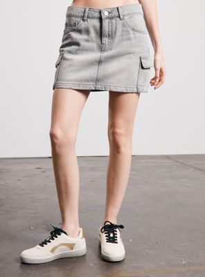Falda Mini Denim Lavada Cargo