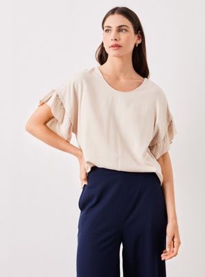 Blusa de Lino con Vuelo en Mangas