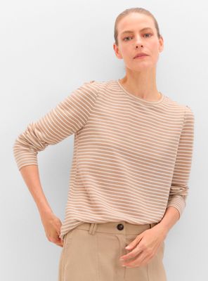 Top de Rayas con Manga Fruncida