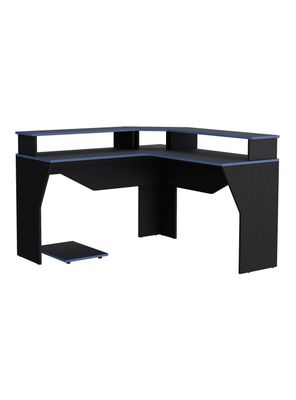 Escritorio Gamer en L Guma Wengue Canto Azul
