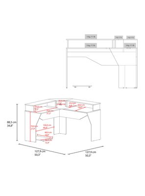 Imagen 2 del producto Escritorio Gamer en L Guma Wengue Canto Azul