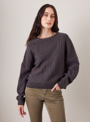 Sweater Trenzado con Abertura y Lazo en Espalda
