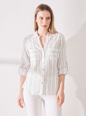 Blusa Rayada con Bolsillos