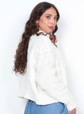 Imagen 2 del producto Sweater Sólido Trenzado Manga Larga Escote Redondo