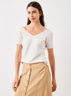 Imagen 1 del producto Polera Rayada con Diseño en el Cuello