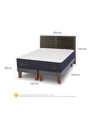 Imagen 2 del producto Cama Europea Grand Premium 2 Plazas Base Dividida + Respaldo Rhone