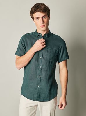 Camisa Manga Corta Lino Bolsillo