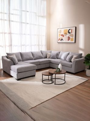 Imagen 1 del producto Seccional Bruselas Chenille Gris Claro - 3 Mod Izq