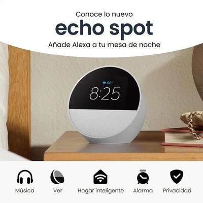 Imagen 2 del producto Amazon Echo Spot (2024) Blanco – Parlante Inteligente con Alexa