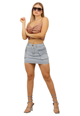 FALDA CELESTE MUJER FA3806C
