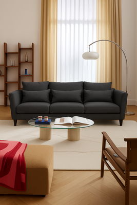 Imagen 2 del producto Sofá 3 Cuerpos Palais Gris Oscuro Tela – Confort y Estilo para tu Hogar