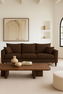 Sofá 3 Cuerpos Petra Café Tela – Confort y Estilo para tu Hogar