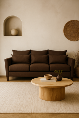 Imagen 2 del producto Sofá 3 Cuerpos Petra Café Tela – Confort y Estilo para tu Hogar