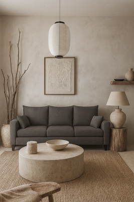 Imagen 2 del producto Sofá 3 Cuerpos Petra Gris Oscuro Tela – Confort y Estilo para tu Hogar