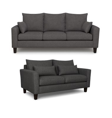 Imagen 2 del producto Sofá 3 y 2 Cuerpos Petra en Tela gris, Set para Living