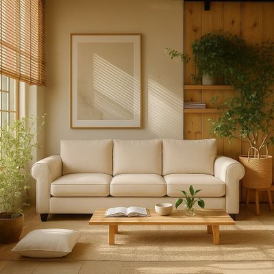 Sofá 3 Cuerpos Pavia Beige Tela – Confort y Estilo para tu Hogar